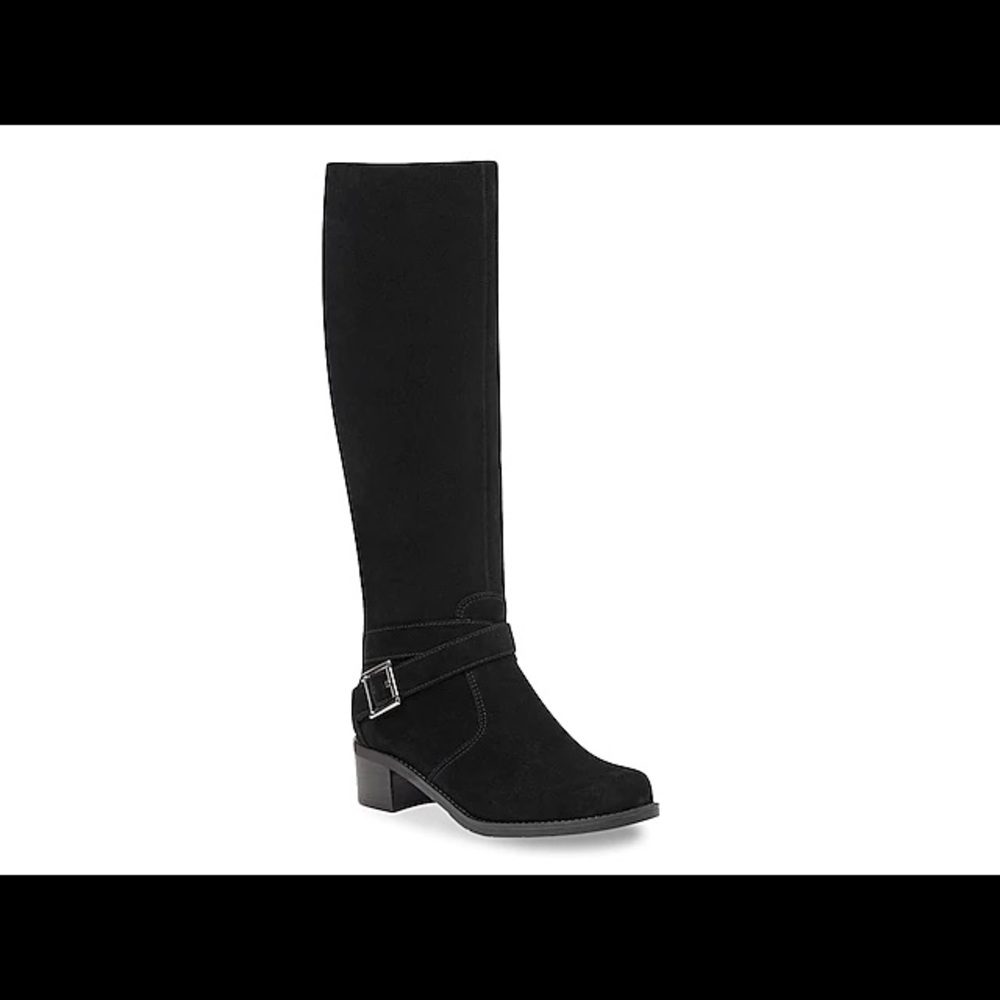 New 8.5 Easy Spirit Riding Boot Black Suede 8 1/2